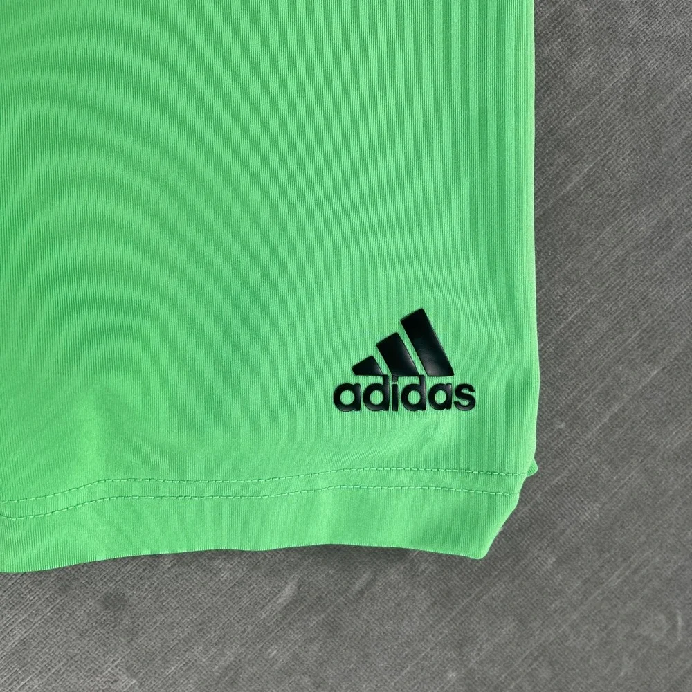 Adidas Mens Large Green Polo Shirt Primegreen AJGA Logo Colorblock Performance